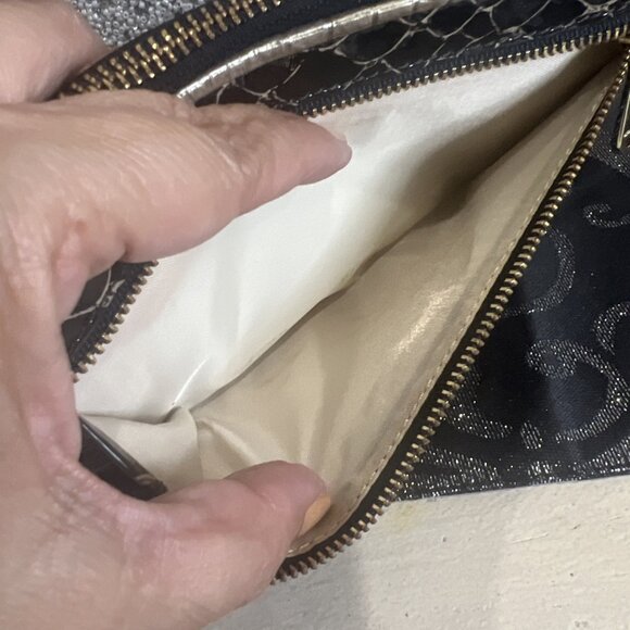 Brahmin Black & Gold Embossed Leather Zip Around Wallet - Picture 6 of 12